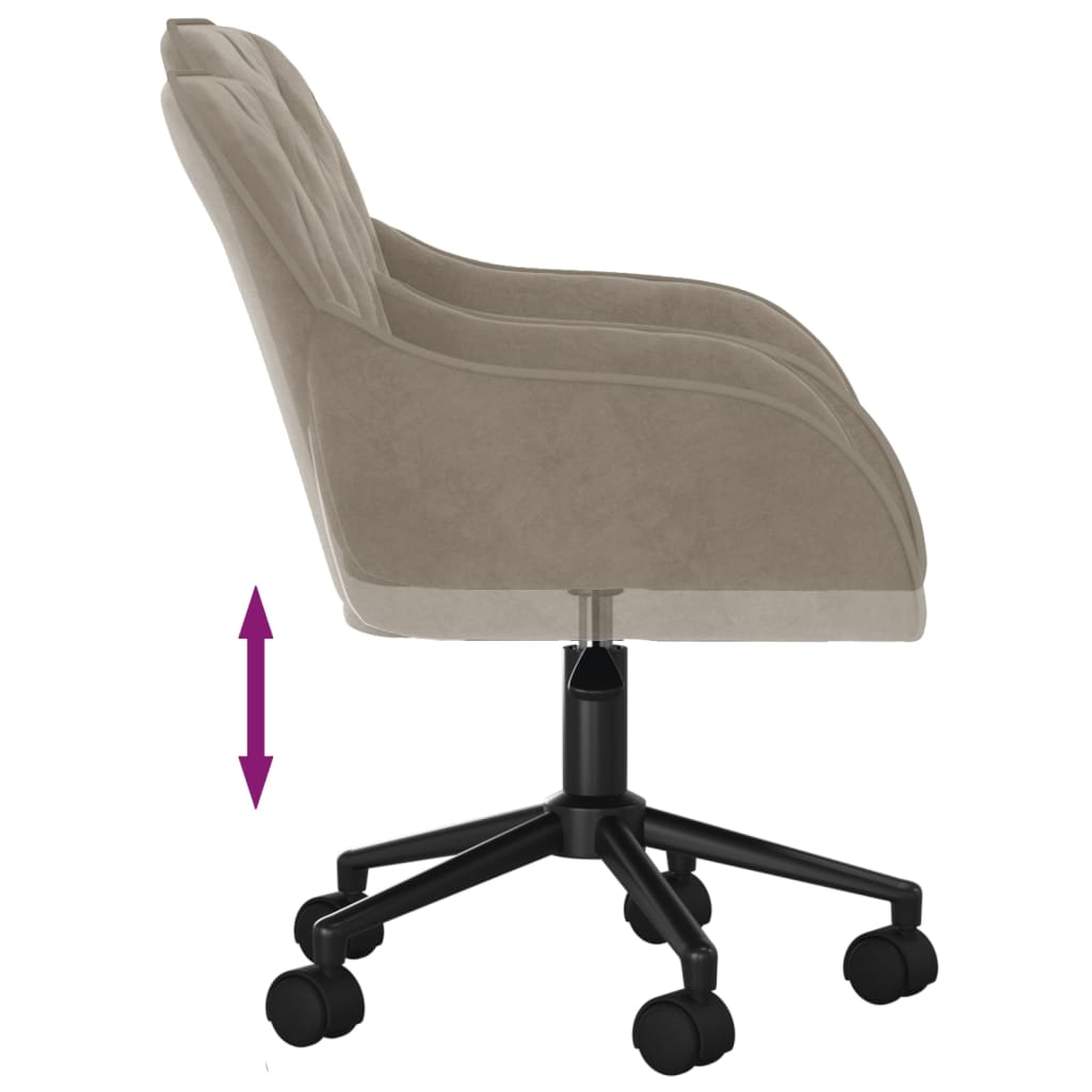 Office chair swivel light grey velvet