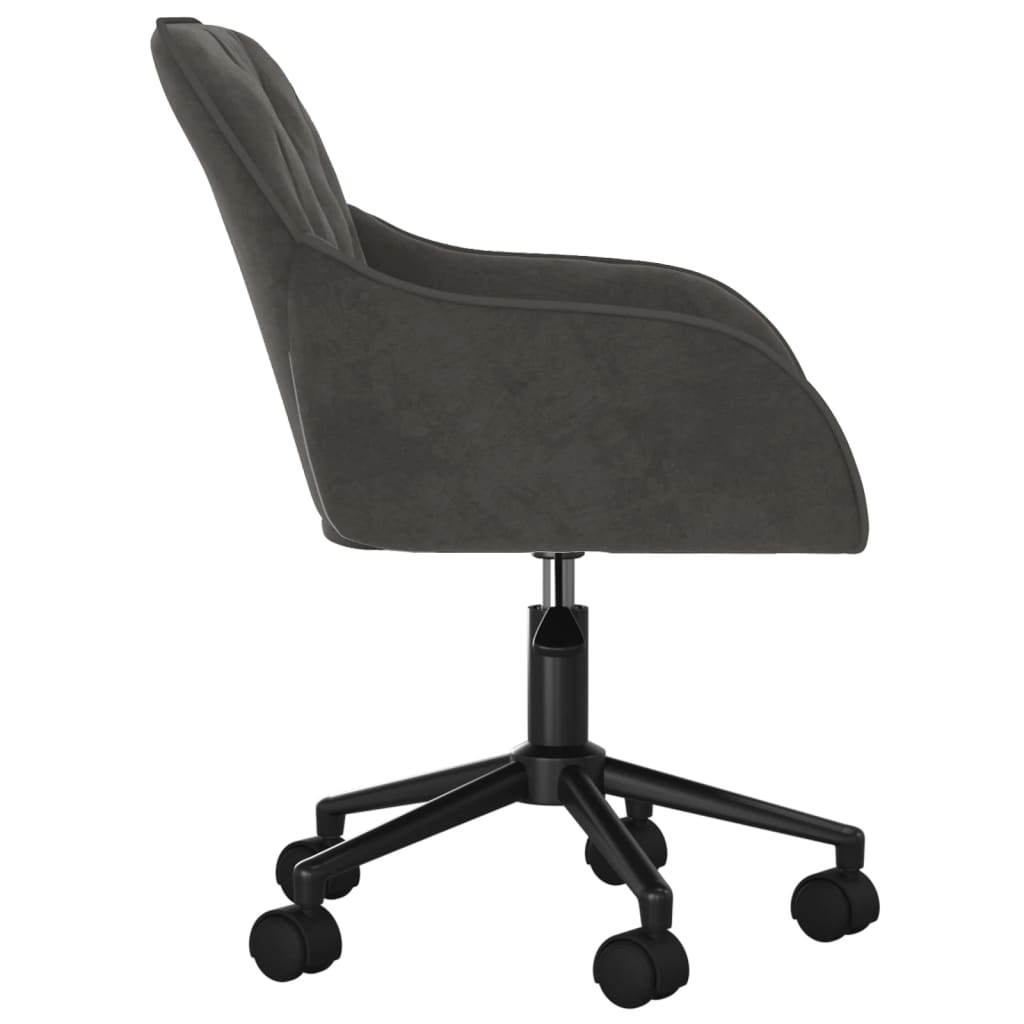 Chaise de bureau pivotante en velours gris foncé