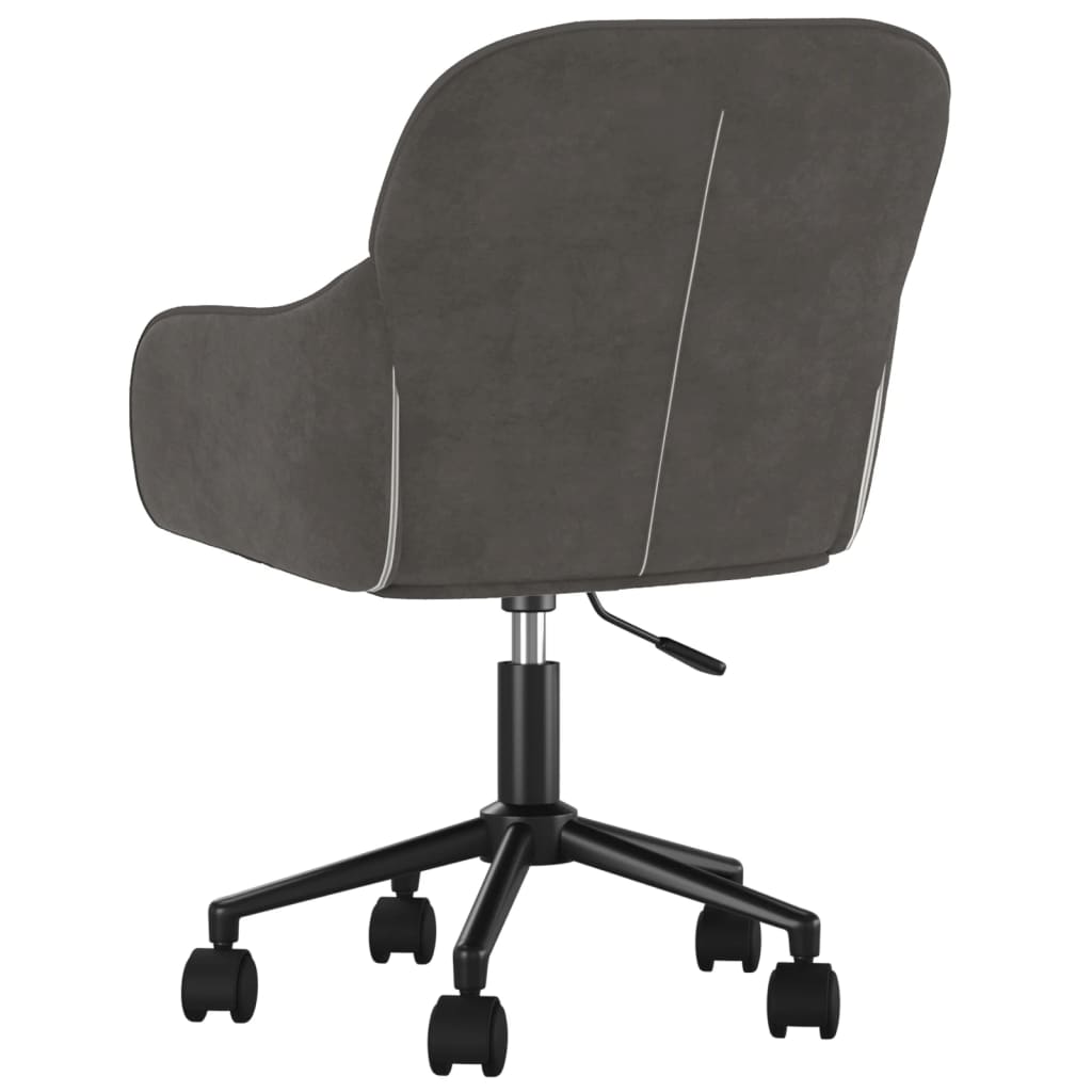 Chaise de bureau pivotante en velours gris foncé