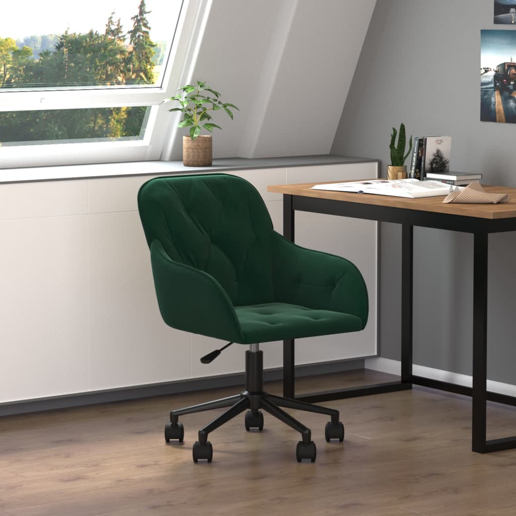 Office Chair Swivel Dark Green Velvet