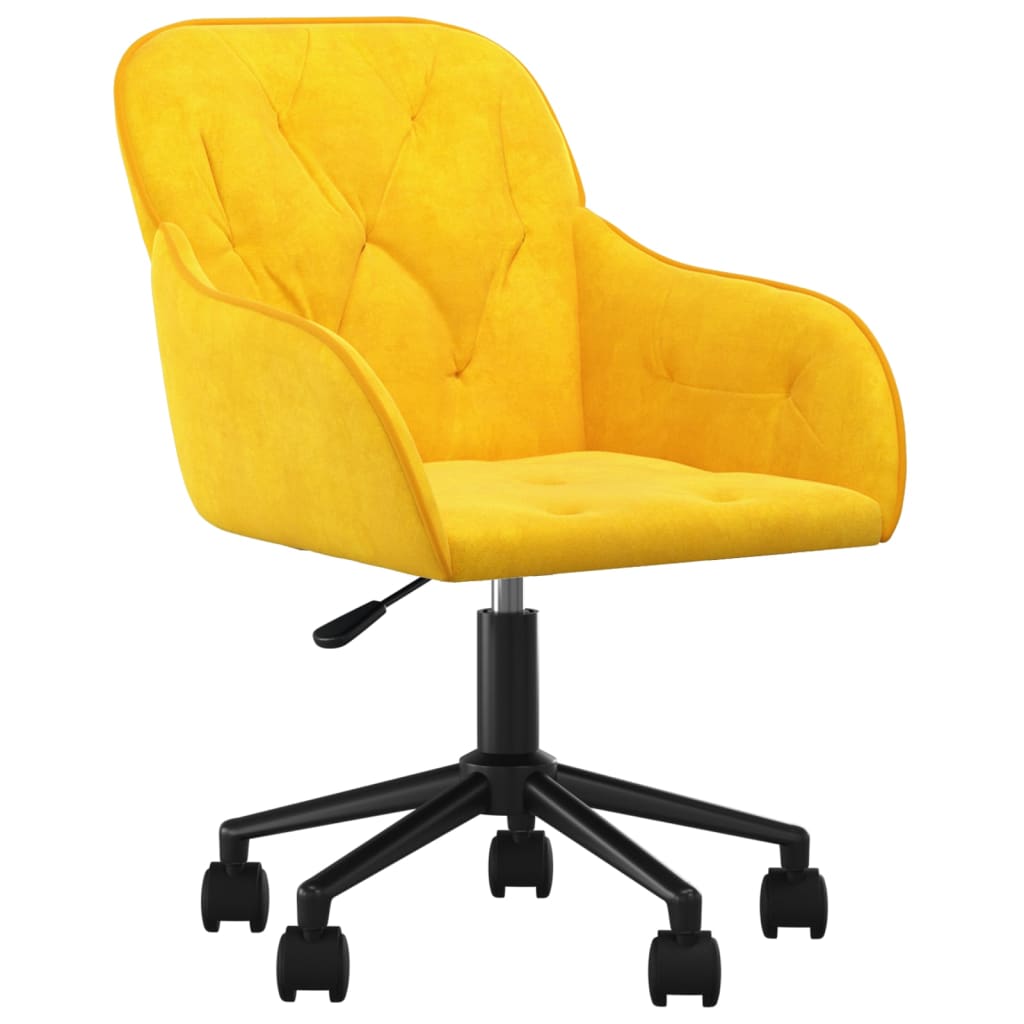 Office Chair Swivel Yellow Velvet