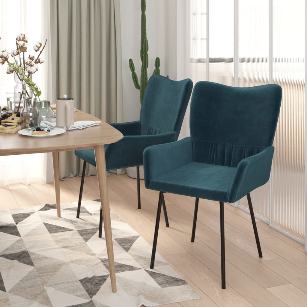 Dining chairs 2 pcs. Blue velvet