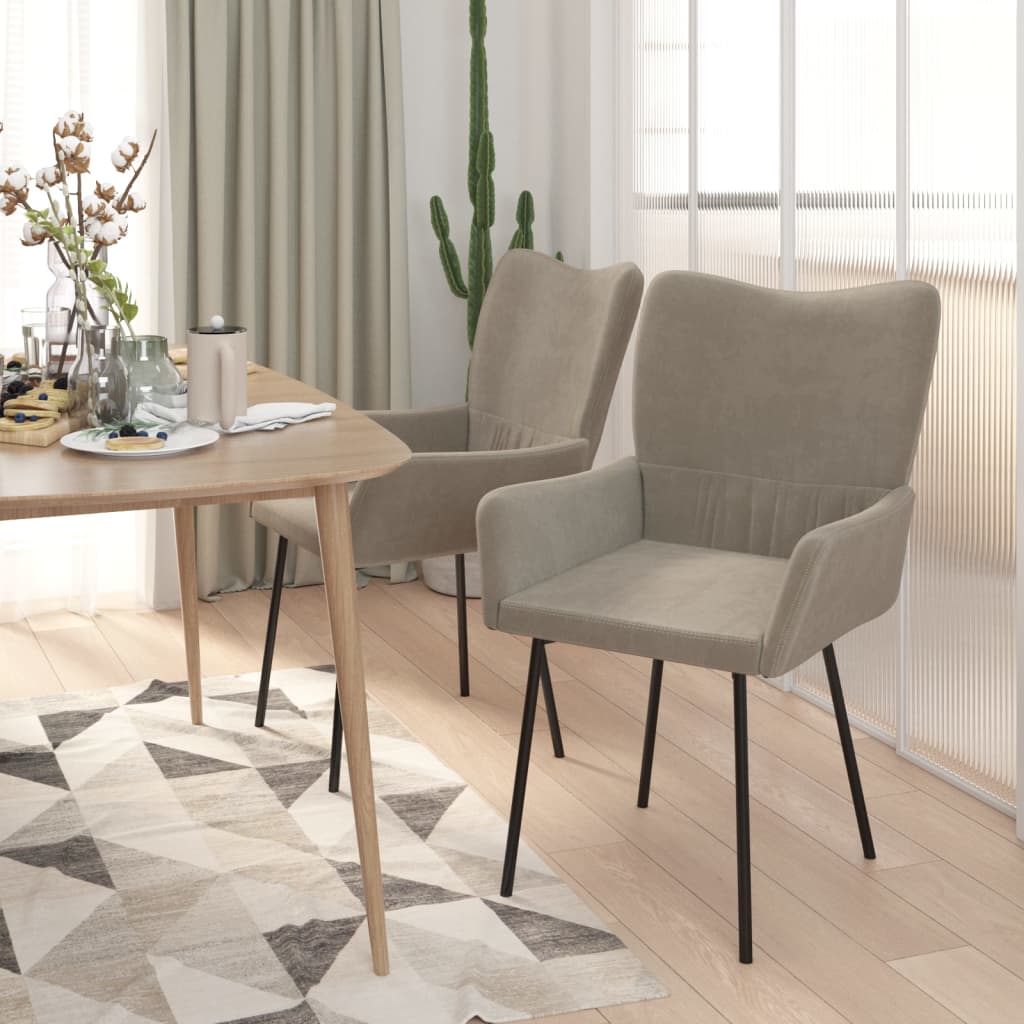 Dining chairs 2 pcs. Light grey velvet