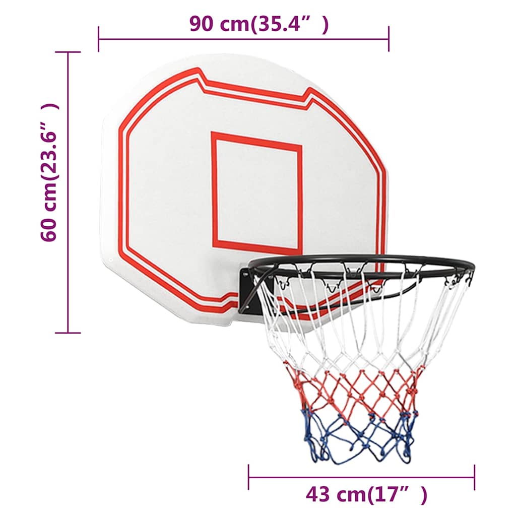 Basketballkorb Weiß 90x60x2 cm Polyethylen