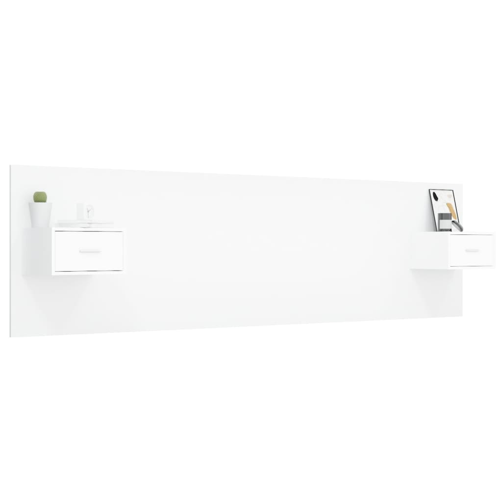 Tête de lit avec tables de chevet en bois blanc