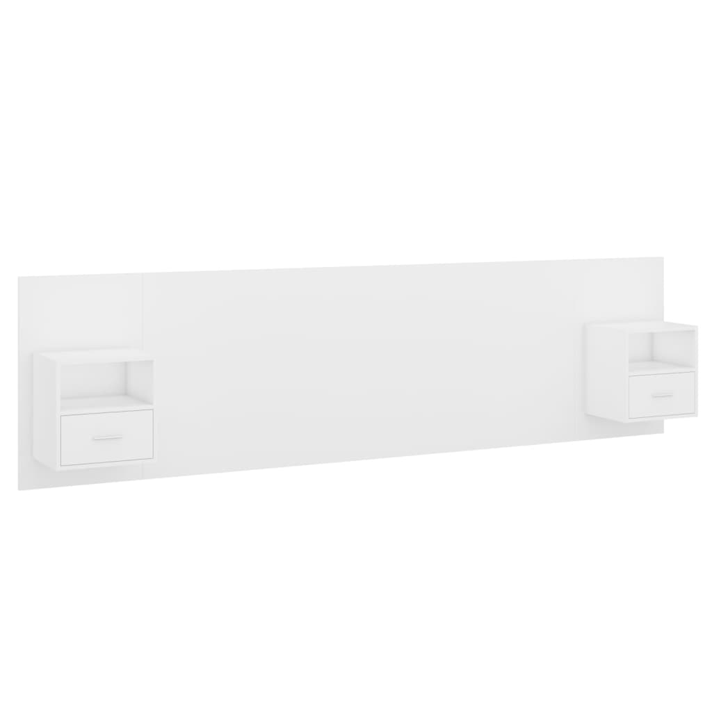 Tête de lit avec tables de chevet en bois blanc