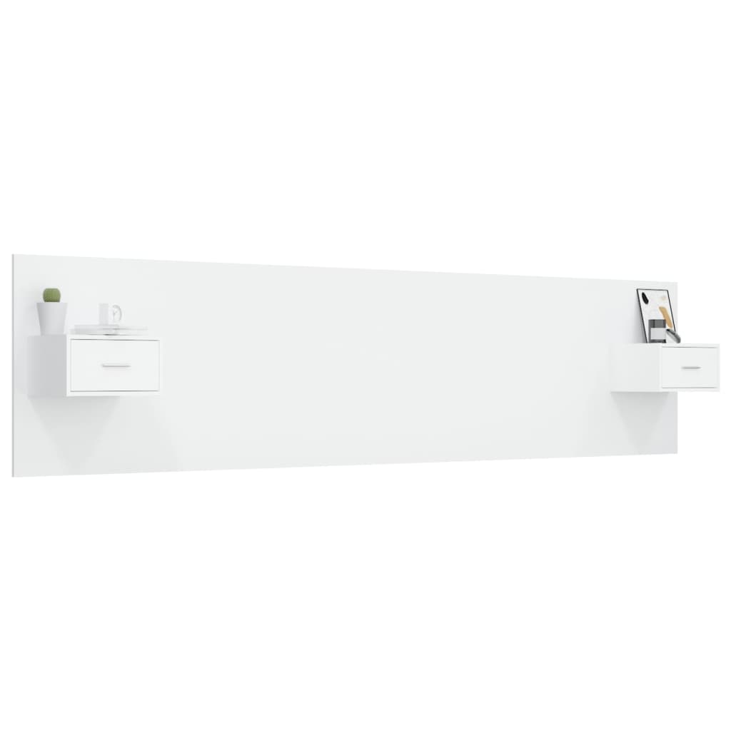 Tête de lit avec tables de chevet en bois blanc