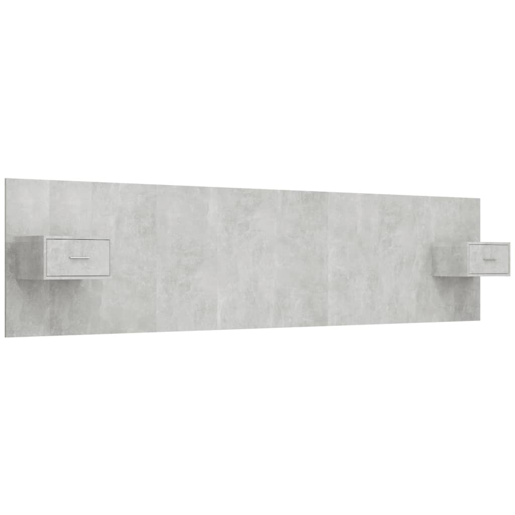 Tête de lit avec tables de chevet en bois gris béton
