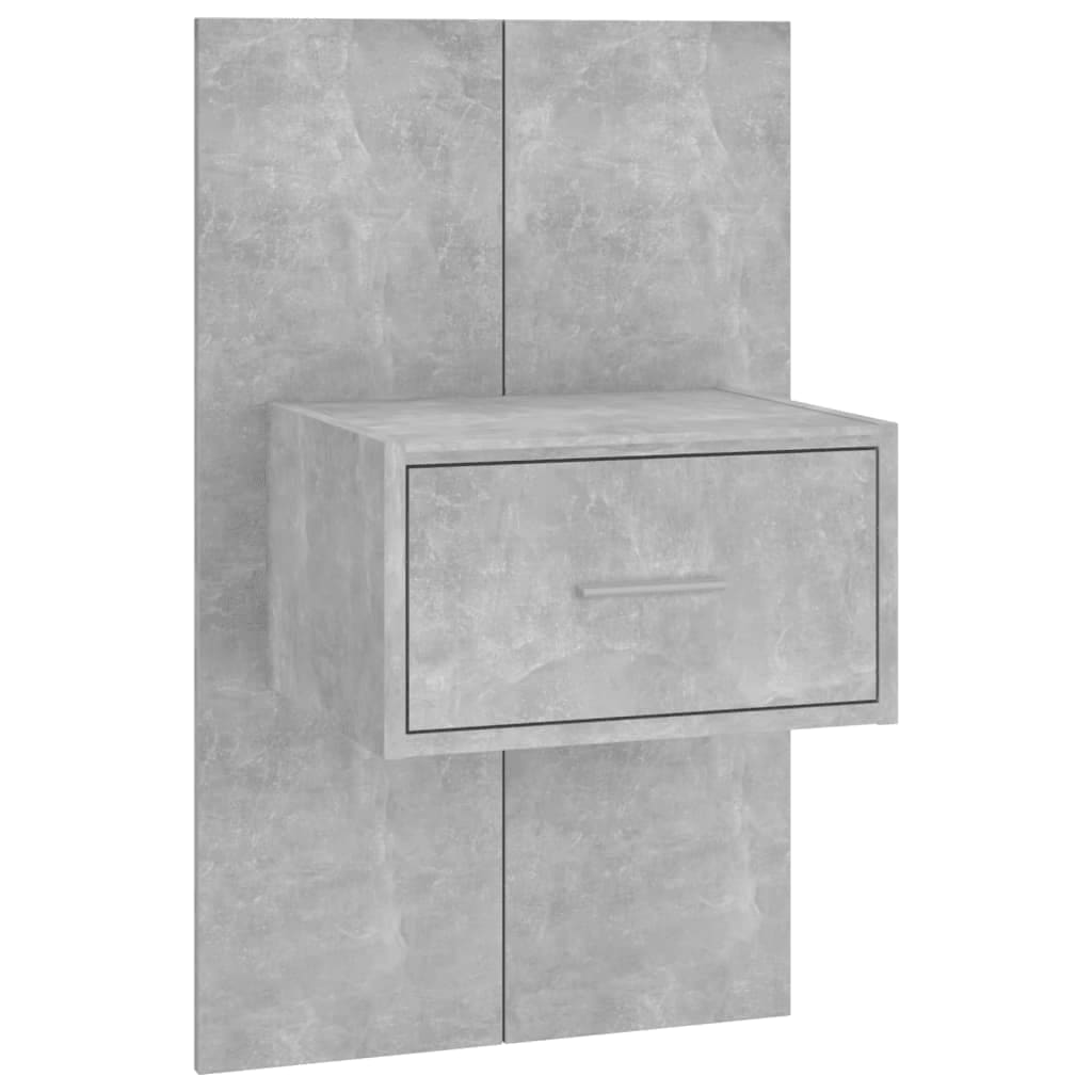Tête de lit avec tables de chevet en bois gris béton