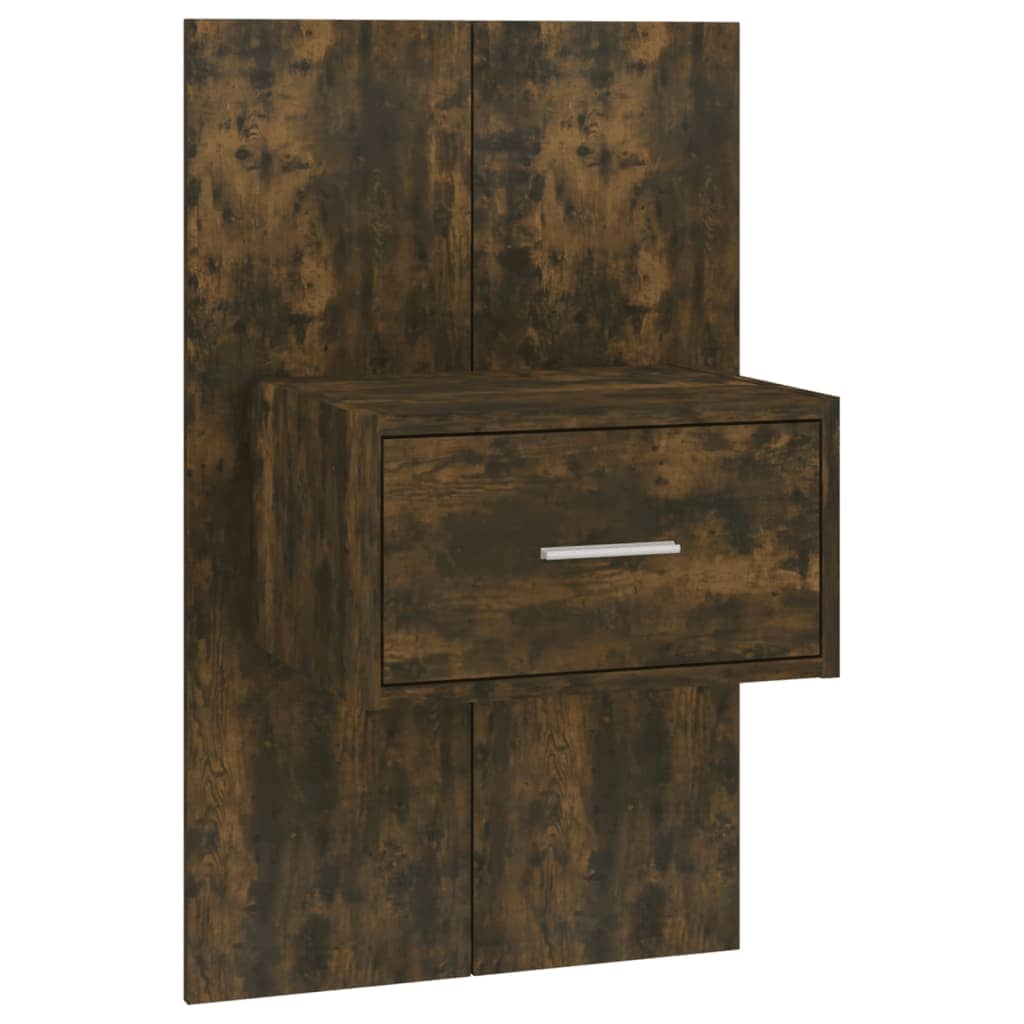 Tête de lit avec tables de chevet en bois de chêne fumé