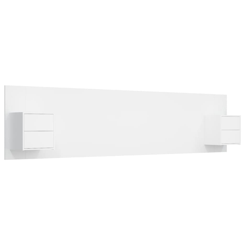 Tête de lit avec tables de chevet en bois blanc