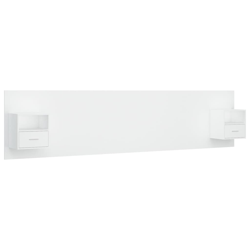 Tête de lit avec tables de chevet en bois blanc