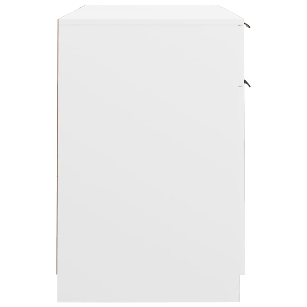 Desk with side cabinet white wood material