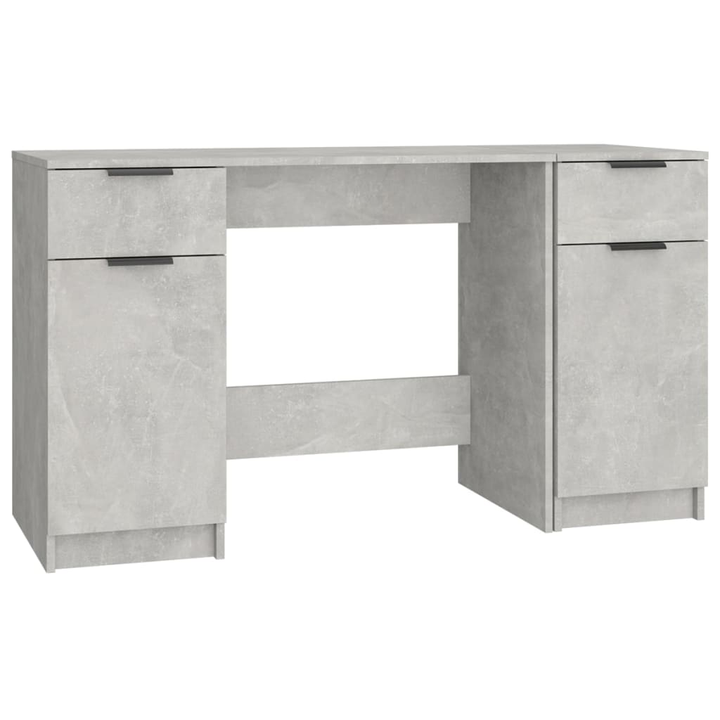 Bureau avec armoire latérale en bois gris béton