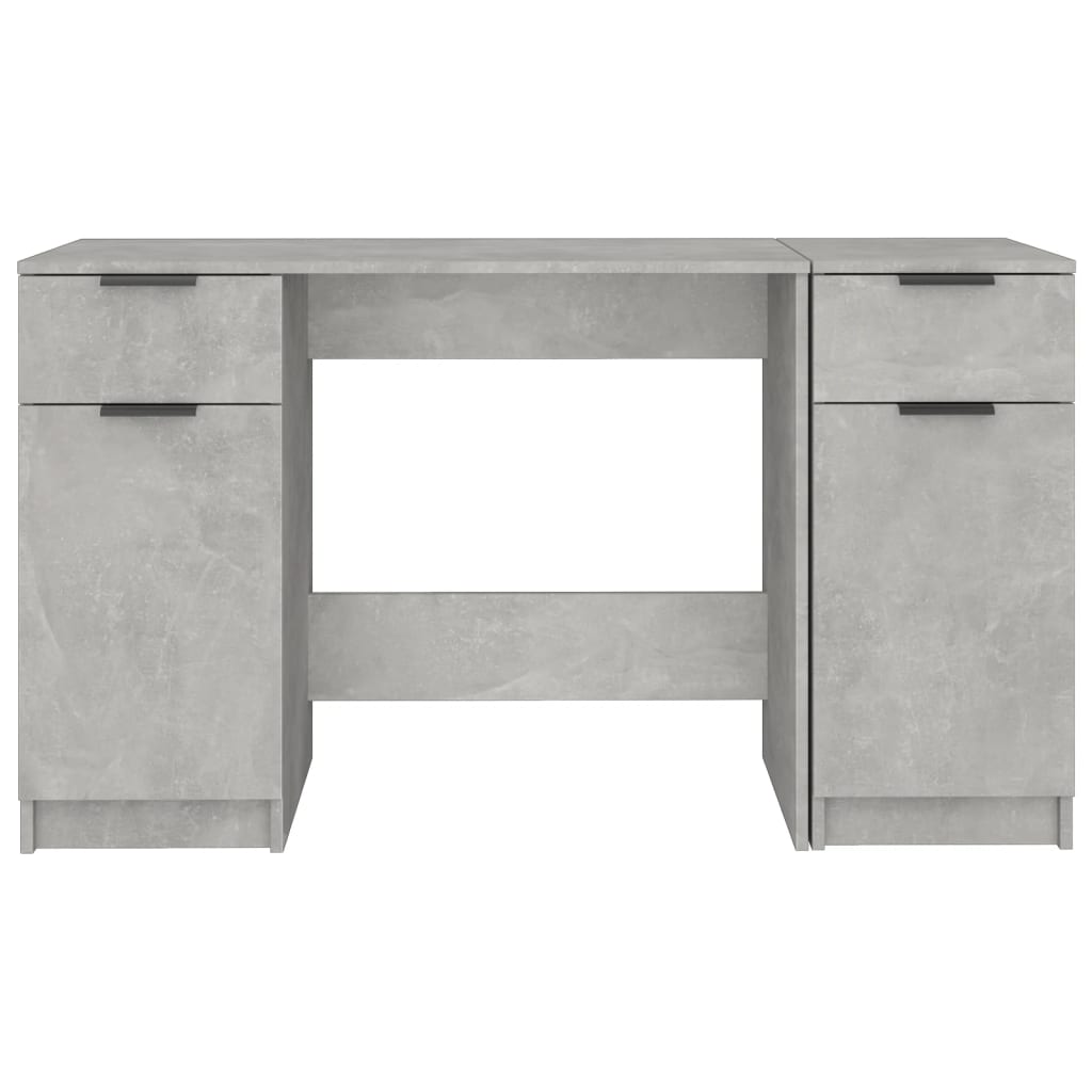 Bureau avec armoire latérale en bois gris béton