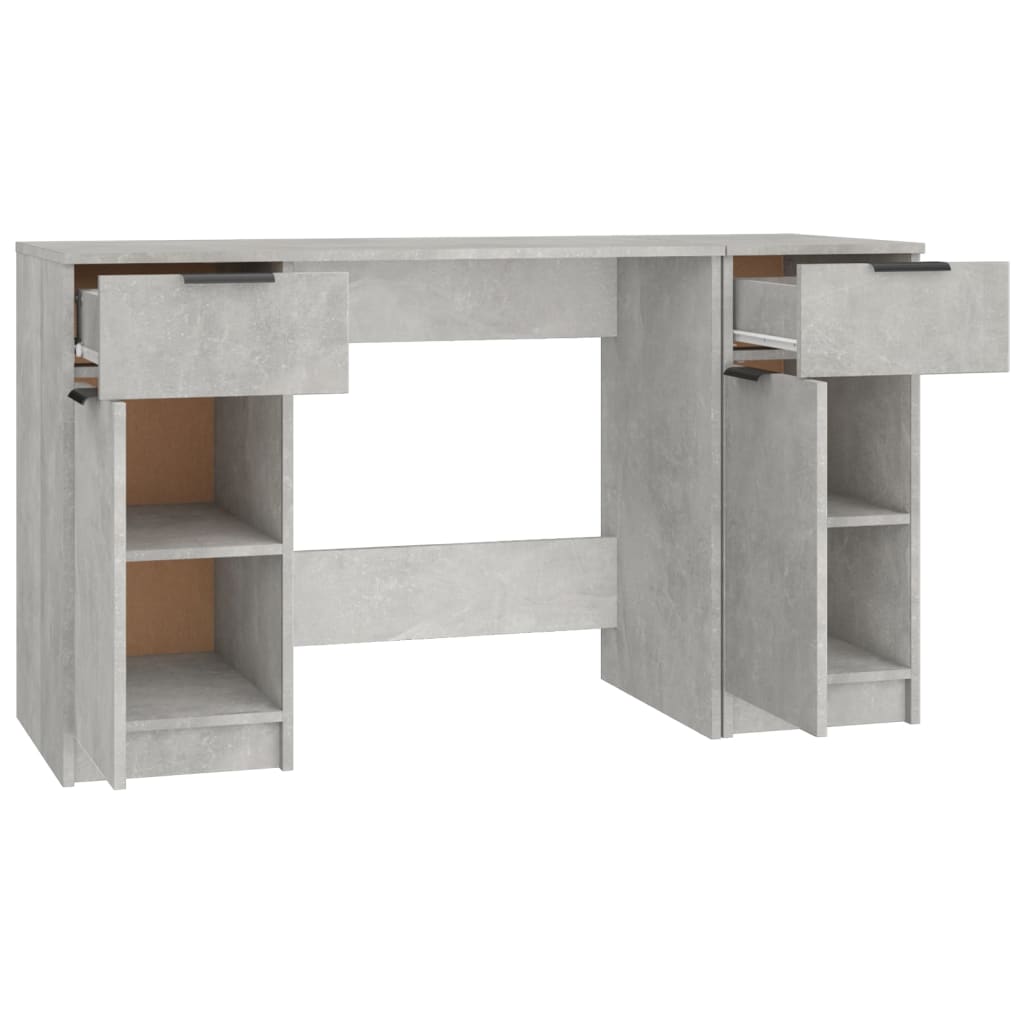 Bureau avec armoire latérale en bois gris béton