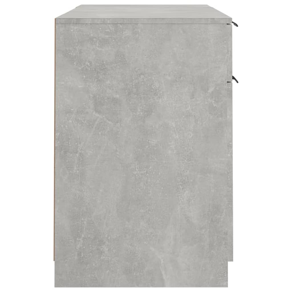 Bureau avec armoire latérale en bois gris béton