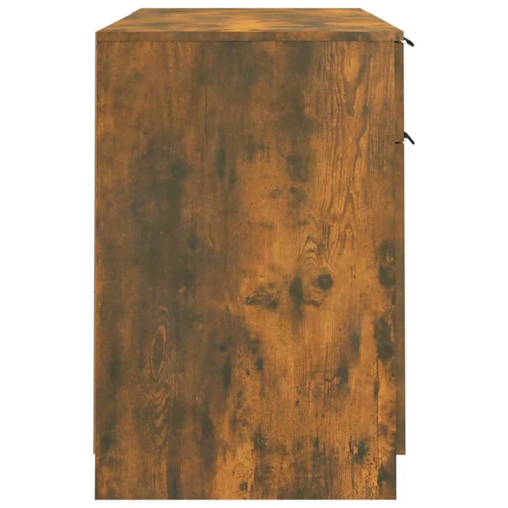 Desk with side cabinet smoked oak wood material