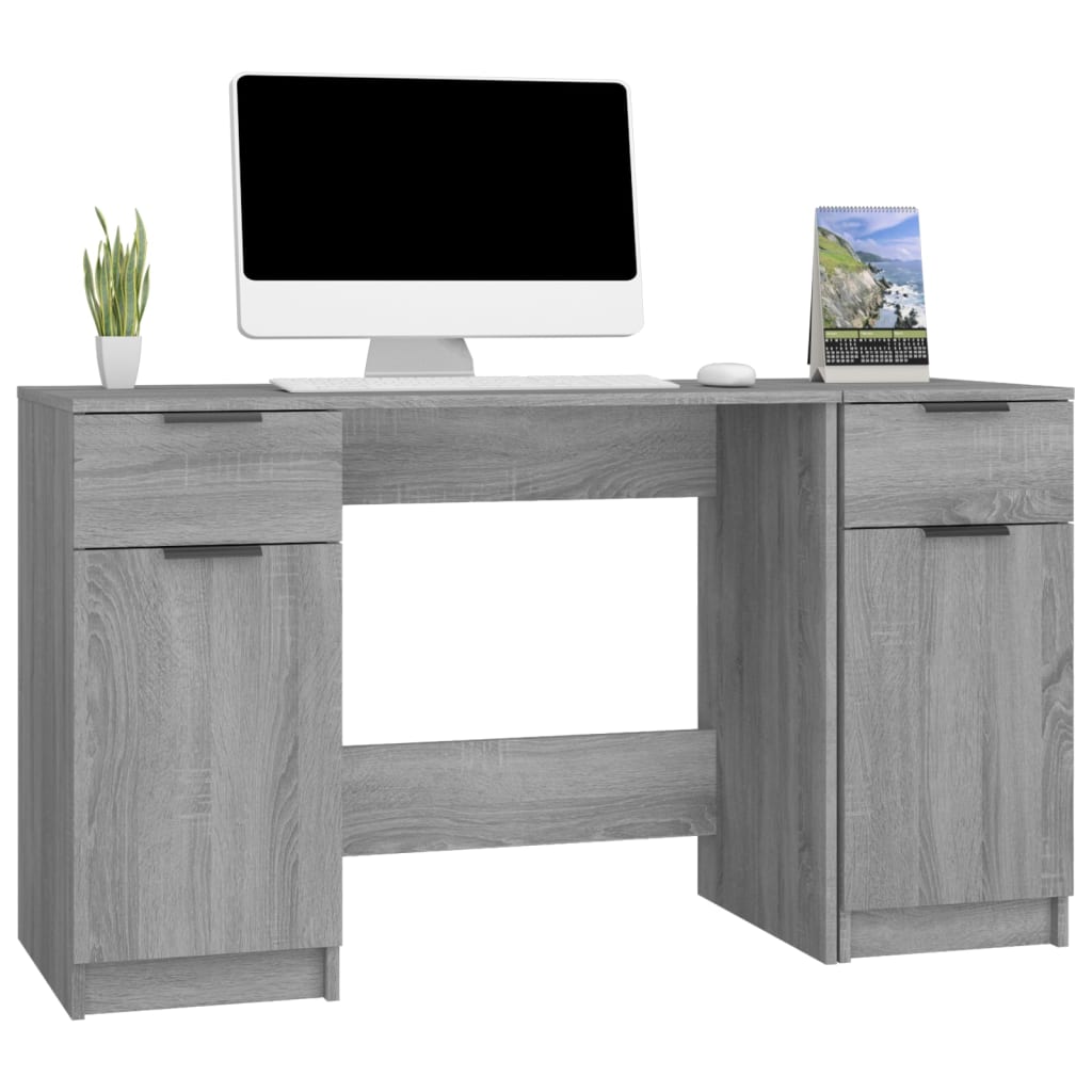 Desk with side cabinet gray Sonoma wood material