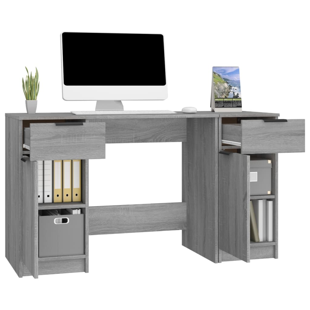 Desk with side cabinet gray Sonoma wood material