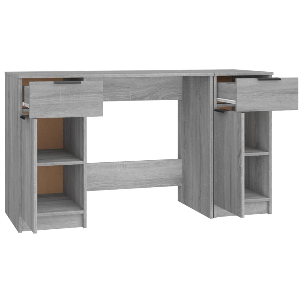 Desk with side cabinet gray Sonoma wood material