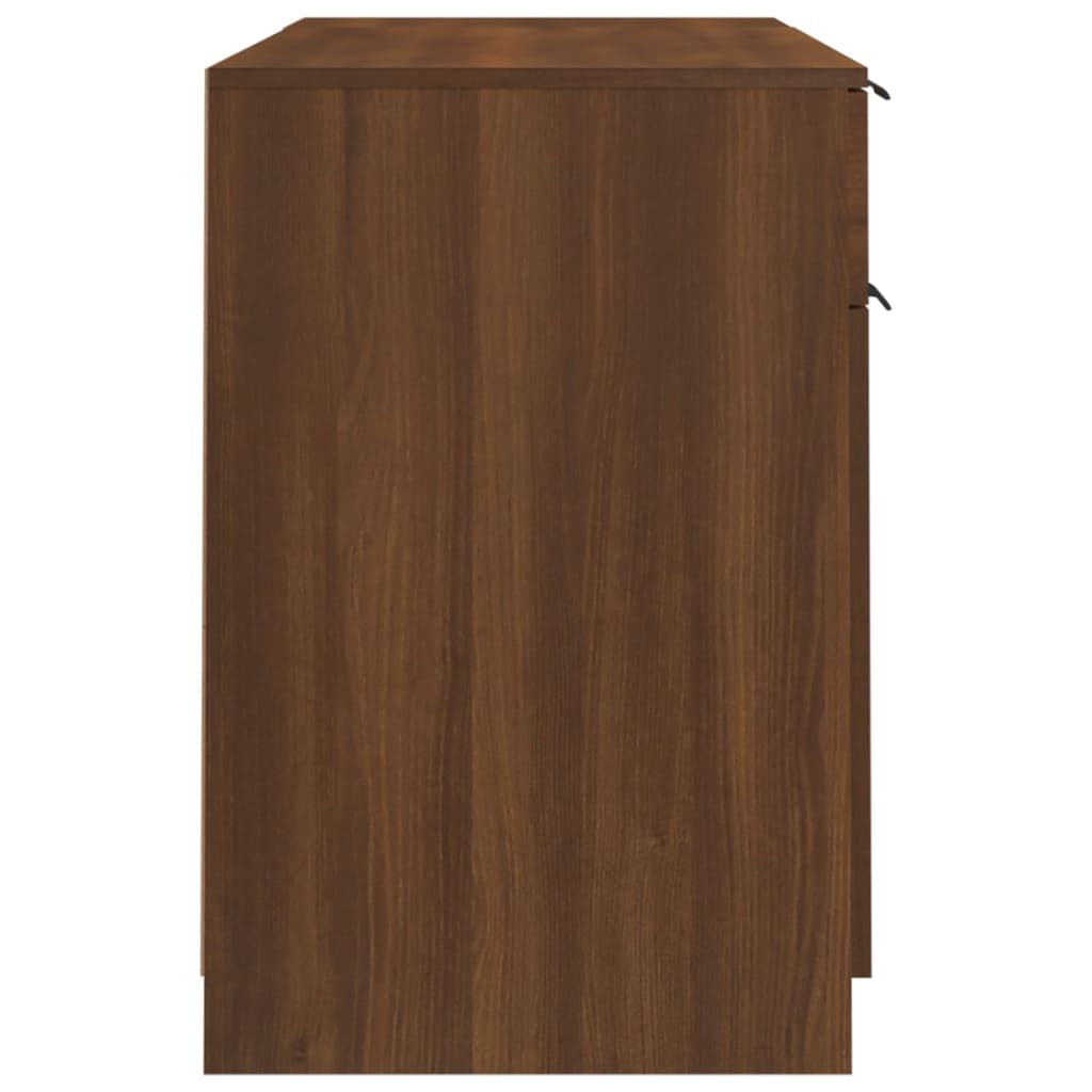 Bureau avec armoire latérale aspect chêne brun