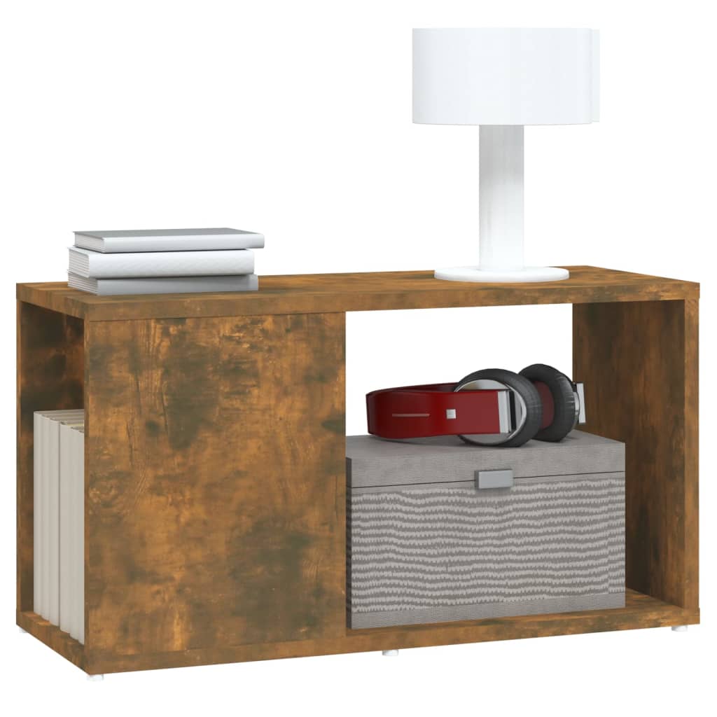 Meuble TV chêne fumé 60x24x32 cm matériau bois