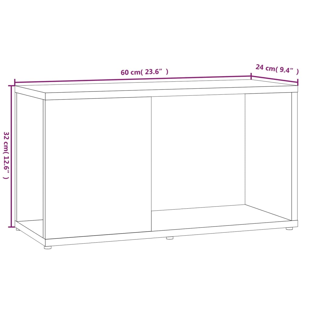 Meuble TV chêne fumé 60x24x32 cm matériau bois