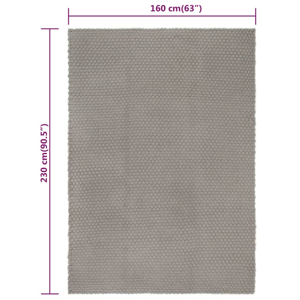Rectangular Grey Carpet 160x230 cm Cotton