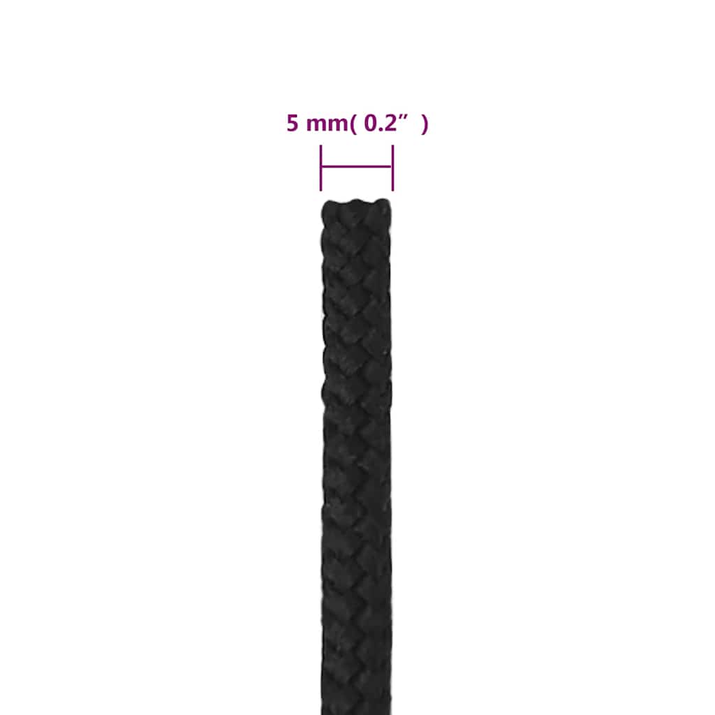 Bootsseil Schwarz 5 mm 50 m Polypropylen