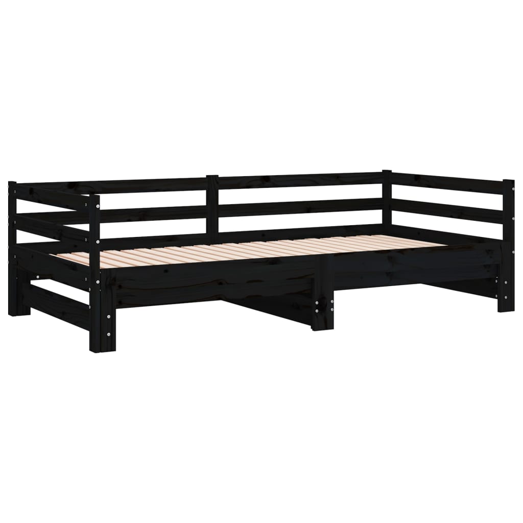 Pull-out daybed without mattress, black, 90x190 cm