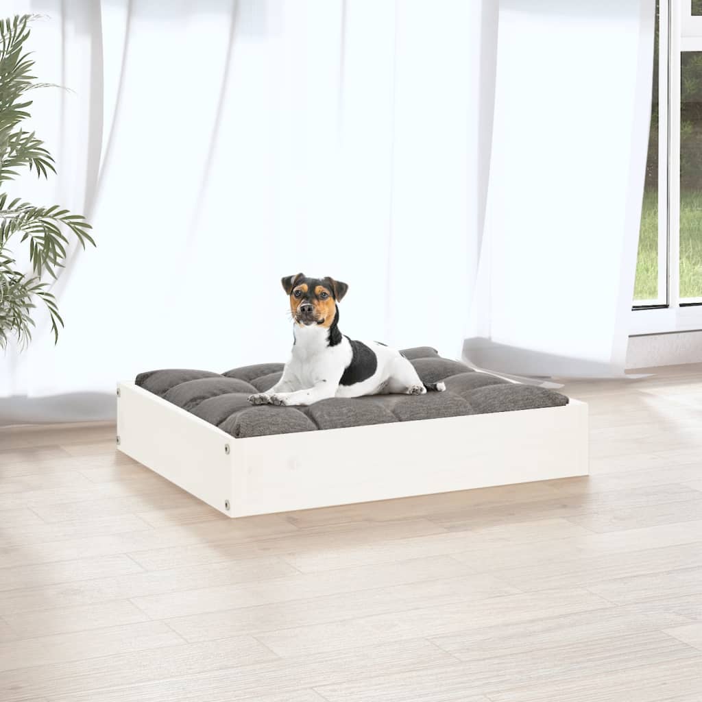 Panier pour chien blanc 51,5x44x9 cm en pin massif