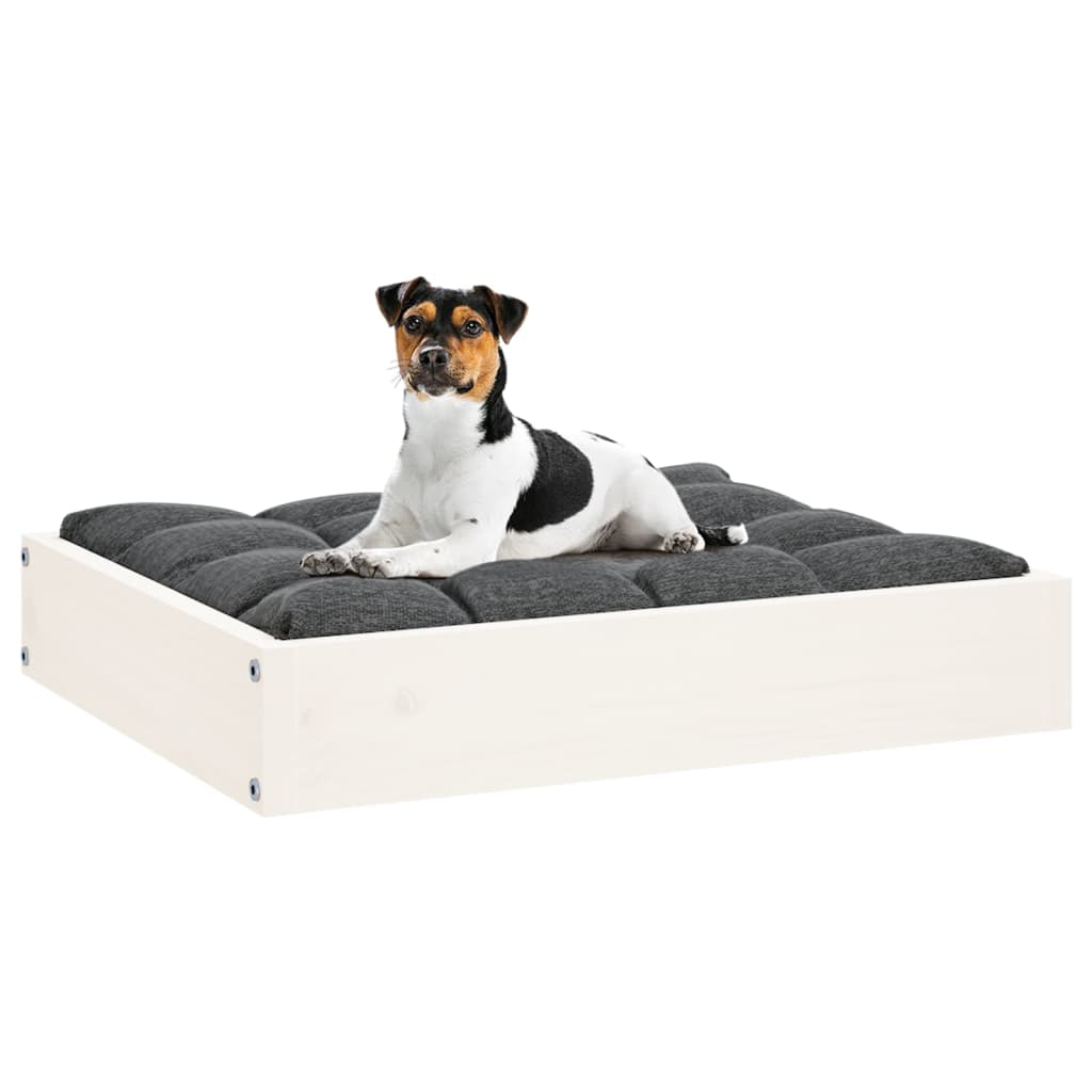 Panier pour chien blanc 51,5x44x9 cm en pin massif