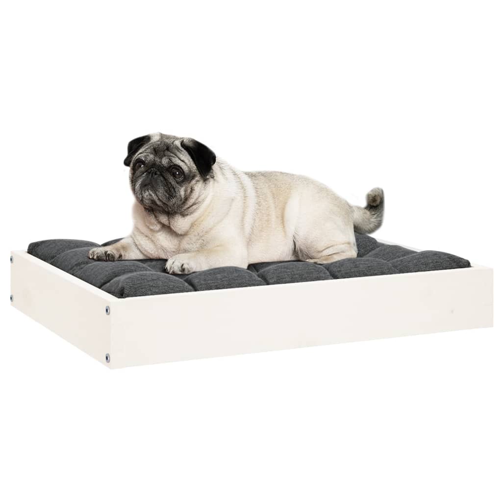 Lit pour chien blanc 61,5x49x9 cm en bois de pin massif