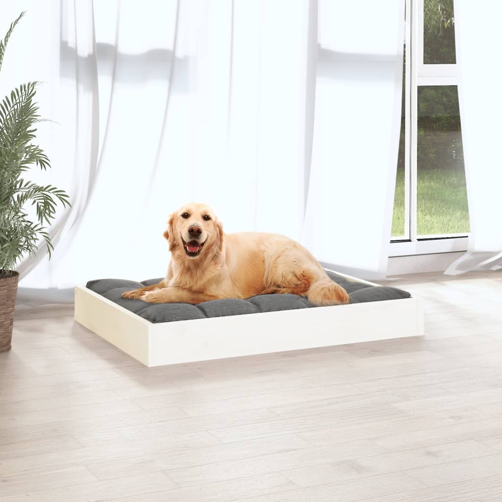 Dog bed white 71.5x54x9 cm solid pine wood