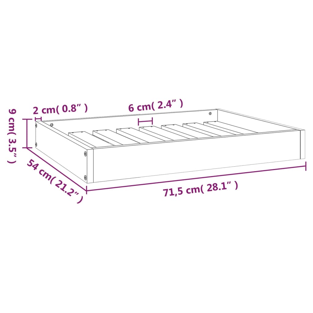 Dog bed white 71.5x54x9 cm solid pine wood