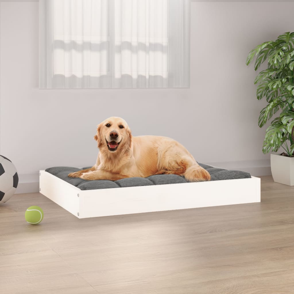Dog bed white 71.5x54x9 cm solid pine wood