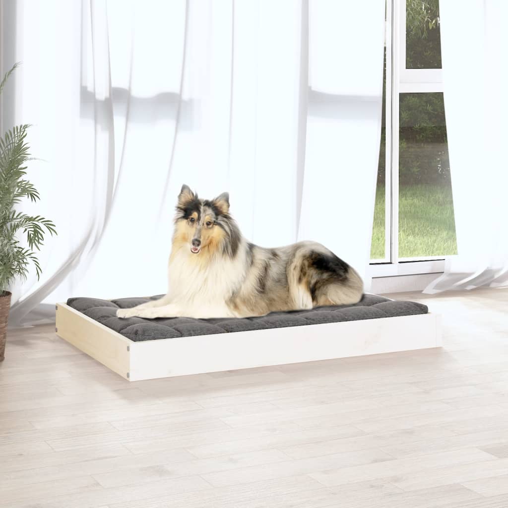 Dog bed white 91.5x64x9 cm solid pine wood