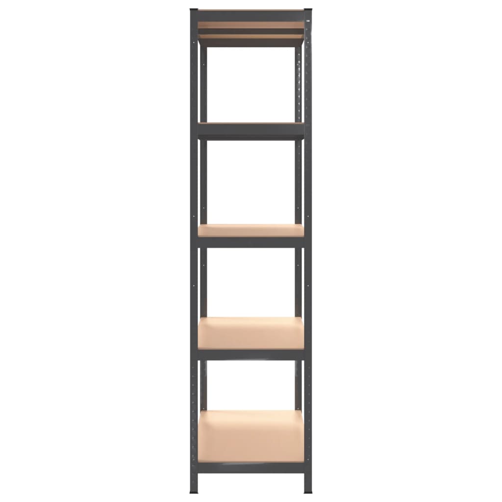 Étagères à 5 niveaux, 2 pièces, acier anthracite et bois