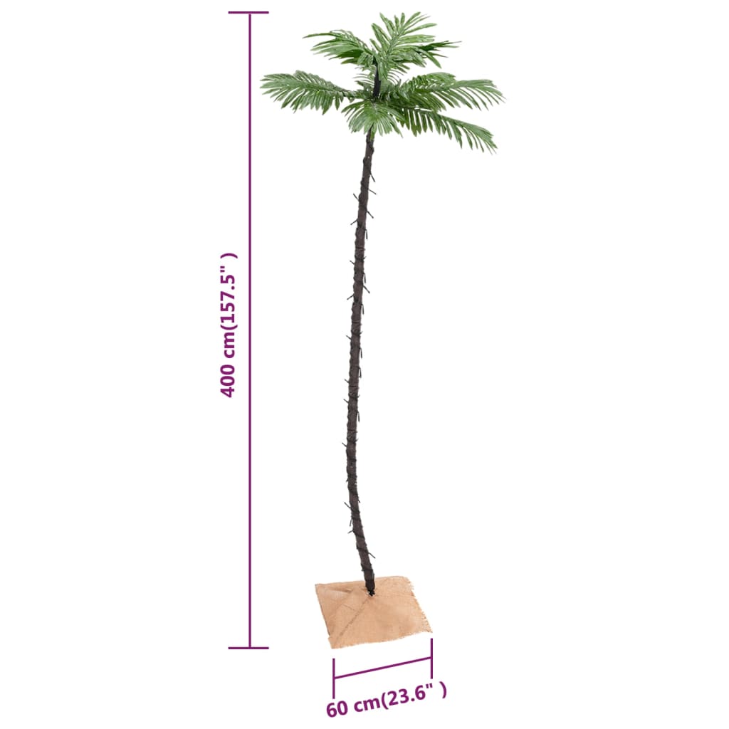 Artificial palm tree with 252 LEDs warm white 400 cm