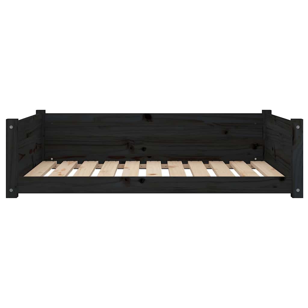 Hundebett Schwarz 95,5x65,5x28 cm Massivholz Kiefer