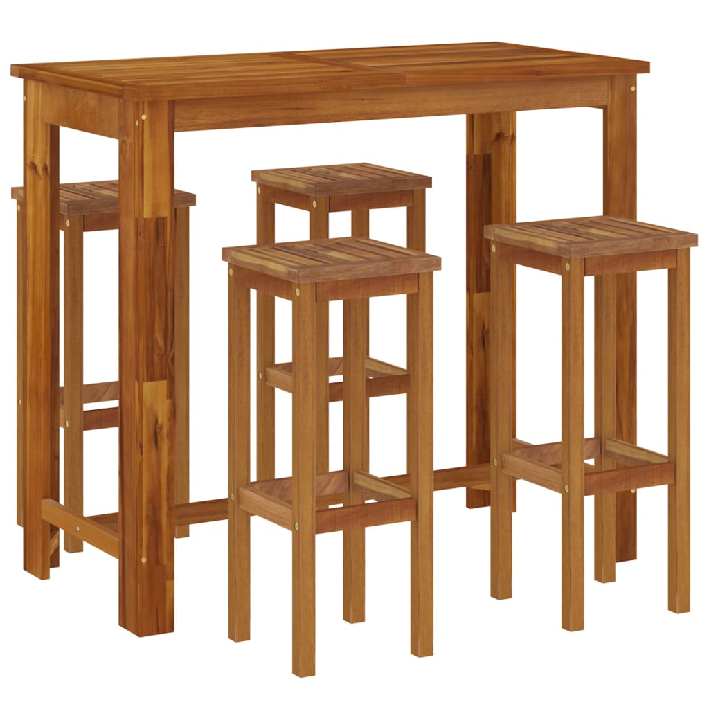5-tlg. Gartenbar-Set Massivholz Akazie