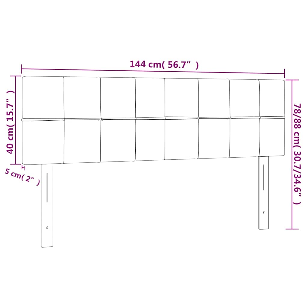 Kopfteile Hellgrau 144x5x78/88 cm Samt