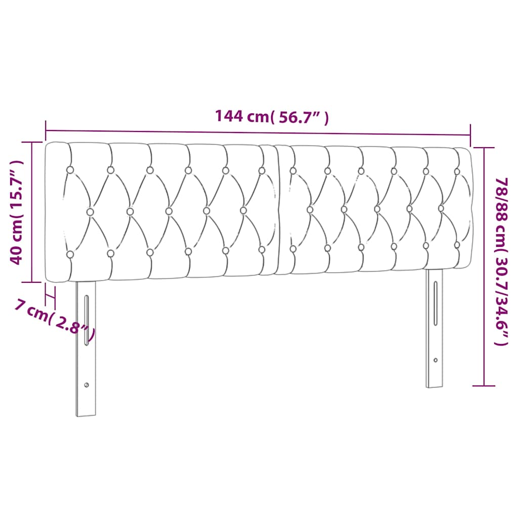 Kopfteile Schwarz 144x7x78/88 cm Samt