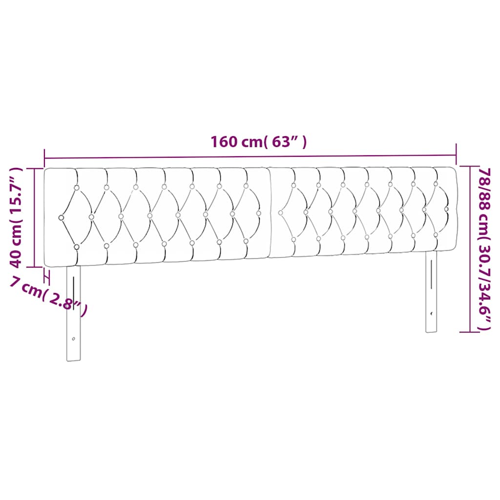 Kopfteile Rosa 160x7x78/88 cm Samt