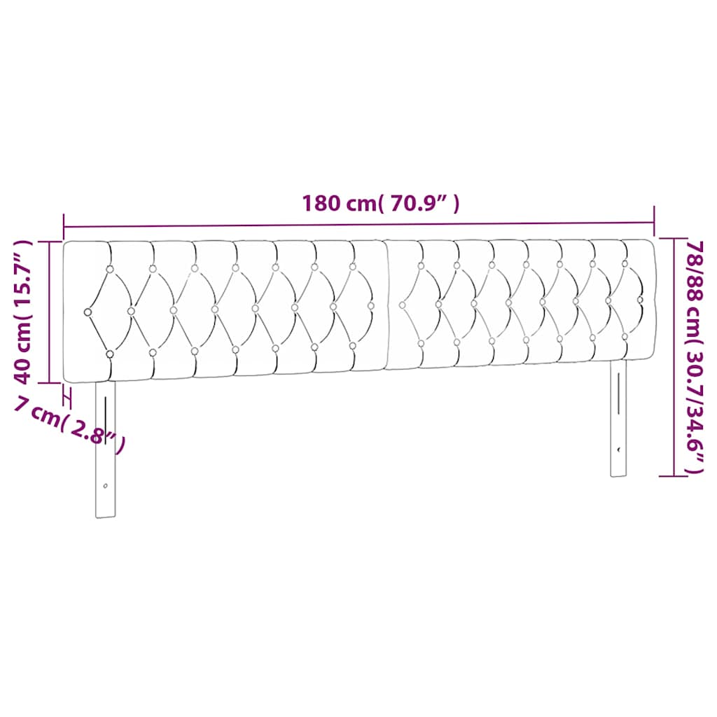 Kopfteile Creme 180x7x78/88 cm Stoff