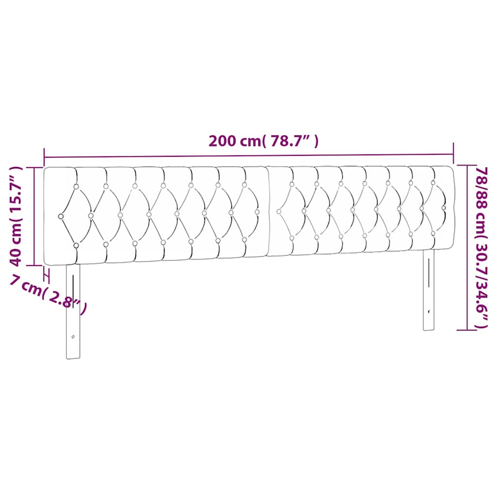 Kopfteile Hellgrau 200x7x78/88 cm Samt