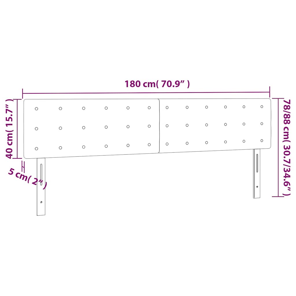 Kopfteile Dunkelgrau 180x5x78/88 cm Samt