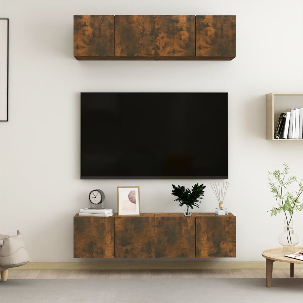 TV-Wandschränke 4 Stk. Räuchereiche 60x30x30 cm Holzwerkstoff