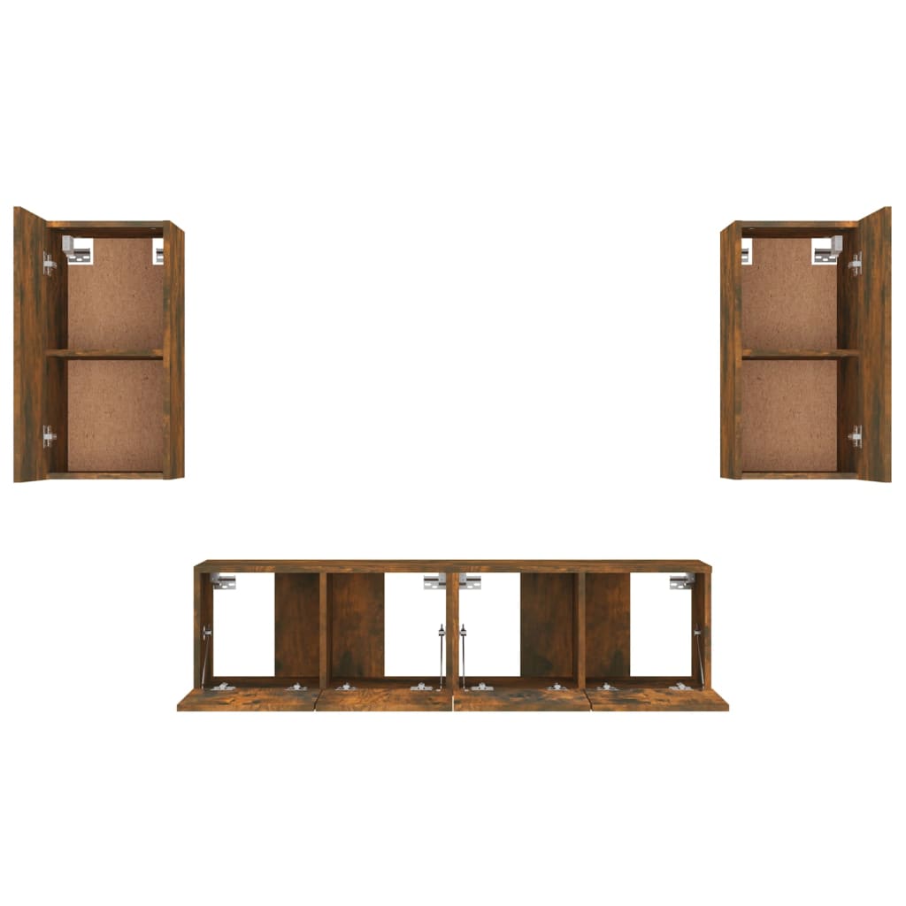 Ensemble de meubles TV 4 pièces en bois de chêne fumé